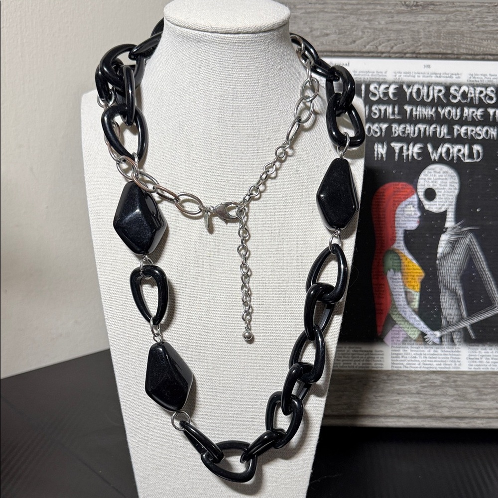 Vintage Chico's Black and Silver Statement Necklace
